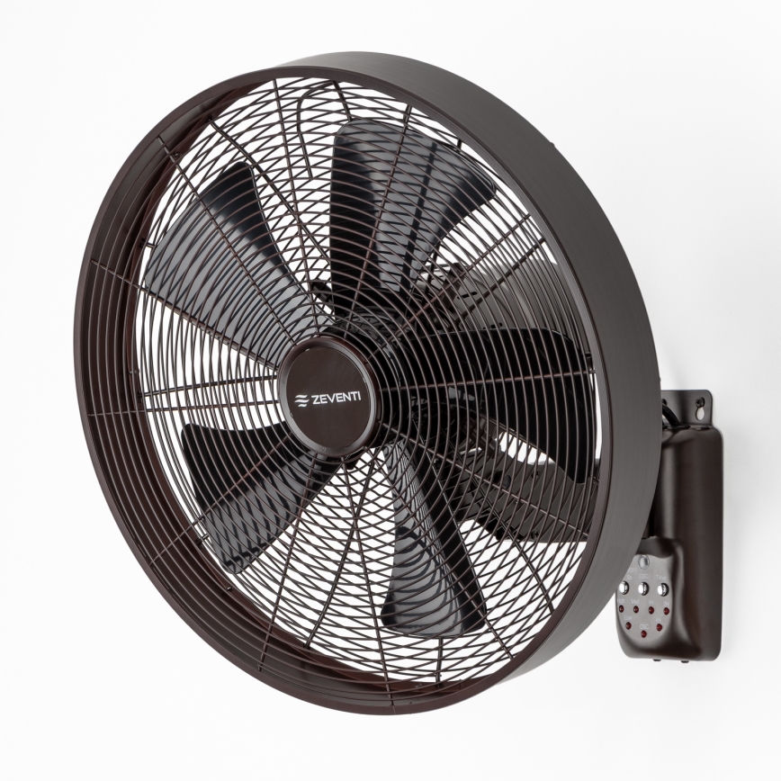 ZEVENTI - Sieninis ventiliatorius FREEZE 50W/230V diametras 40 cm juoda/ruda + nuotolinio valdymo pultas