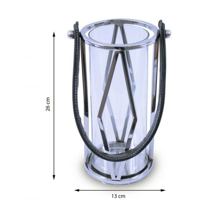 Žibintas FRAGIL 26 cm blizgus chromas/juoda