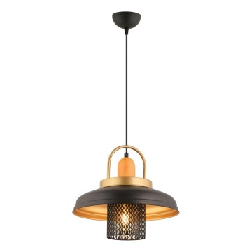 Žibintas su kabeliu MONZA 1xE27/40W/230V, skersmuo 32 cm, juodas/auksinis