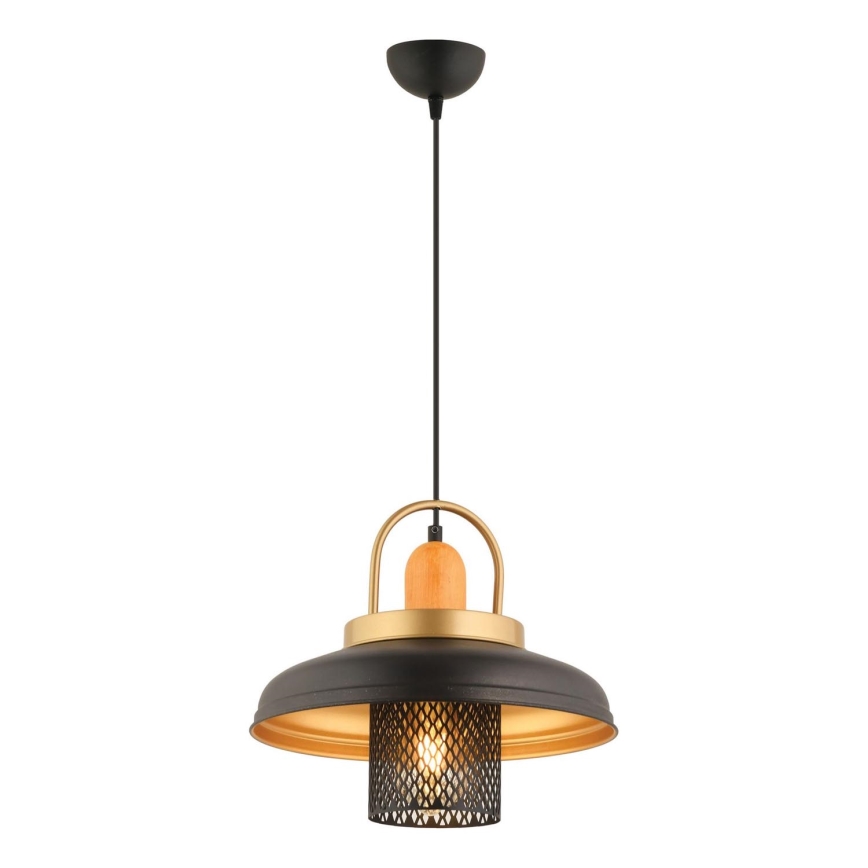 Žibintas su kabeliu MONZA 1xE27/40W/230V, skersmuo 32 cm, juodas/auksinis