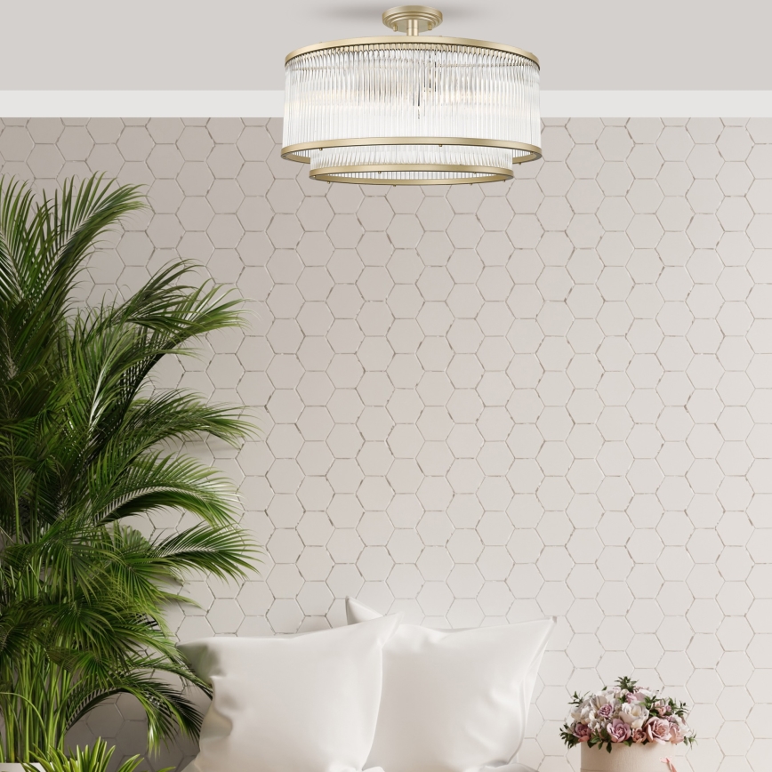 Zuma Line - Prigludusi žalvarinė liustra 6xE14/60W/230V