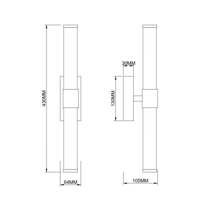 Zuma Line - LED sieninis šviestuvas, 8 W, 230 V, žalvarinis