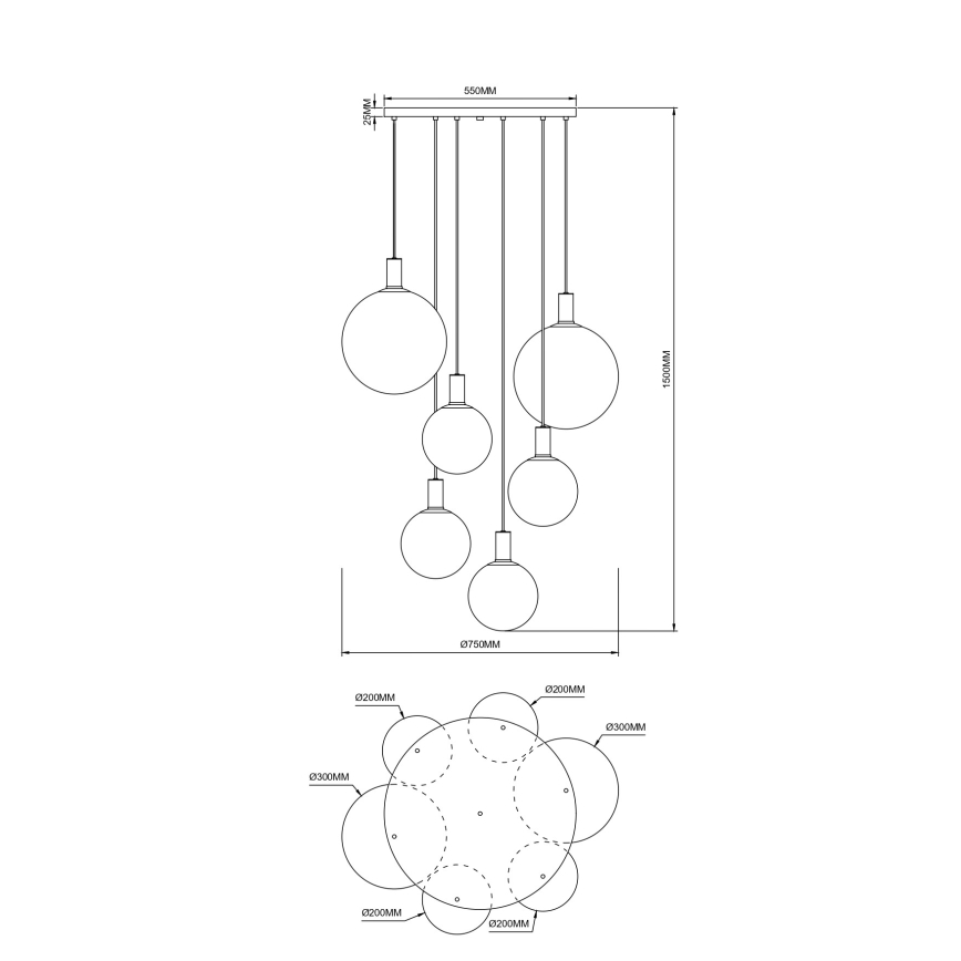 Zuma Line - Kabanti liustra ant laido 6xE27/25W/230V skersmuo 75 cm auksinė/juoda