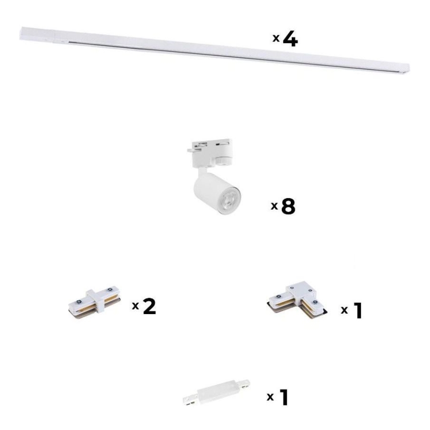 Zuma Line - Akcentinis šviestuvas bėgių sistemai 8xGU10/10W/230V balta + bėgių priedai