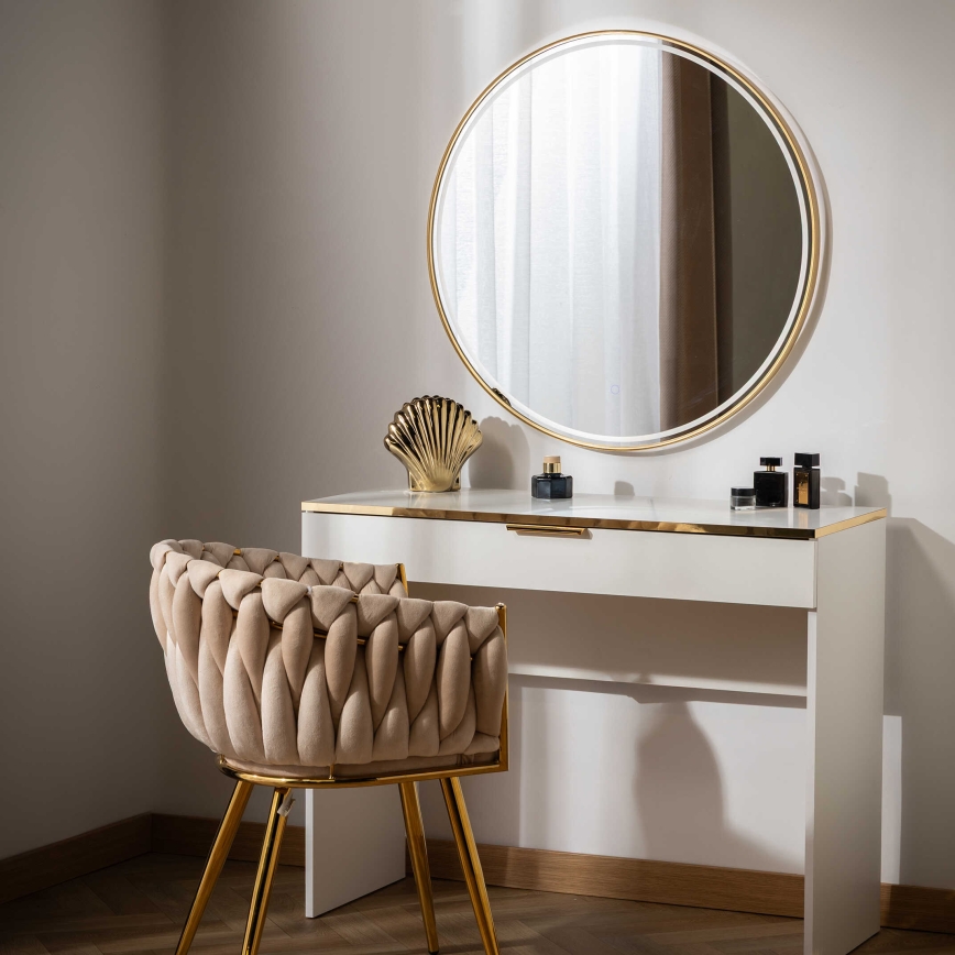 Zuma Line - LED vonios kambario sieninis veidrodis su LED apšvietimu, 36W/230V, 3000/4000/6000K, skersmuo 80 cm, IP44, auksinis