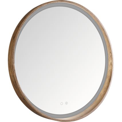 Zuma Line - LED vonios kambario šildomas sieninis veidrodis su apšvietimu LED/36W/230V 3000/4000/6000K Ø 80 cm IP44 ąžuolas