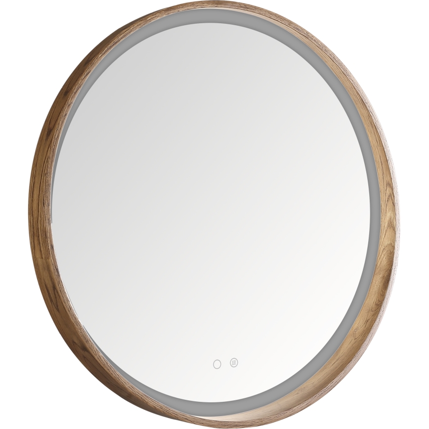 Zuma Line - LED vonios kambario šildomas sieninis veidrodis su apšvietimu LED/36W/230V 3000/4000/6000K Ø 80 cm IP44 ąžuolas