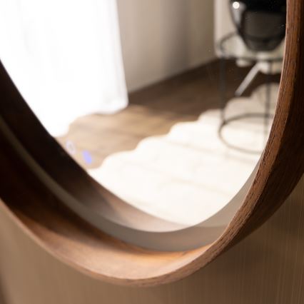 Zuma Line - LED vonios kambario šildomas sieninis veidrodis su apšvietimu LED/36W/230V 3000/4000/6000K Ø 80 cm IP44 ąžuolas