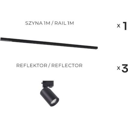 Zuma Line - taškinis šviestuvas bėgelių sistemai 3xGU10/35W/230V, juodas