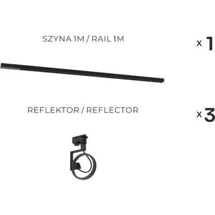 Zuma Line - Taškinis šviestuvas bėgelių sistemoje 3xGU10/15W/230V juodas