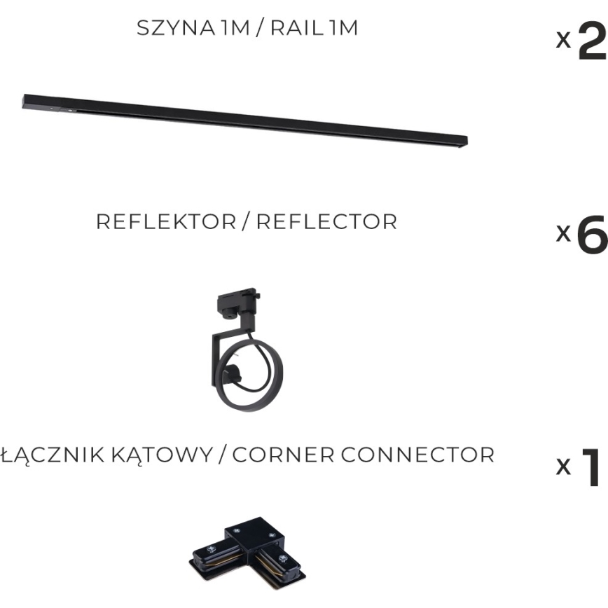 Zuma Line - Taškinis šviestuvas bėgelių sistemoje 6xGU10/15W/230V juodas