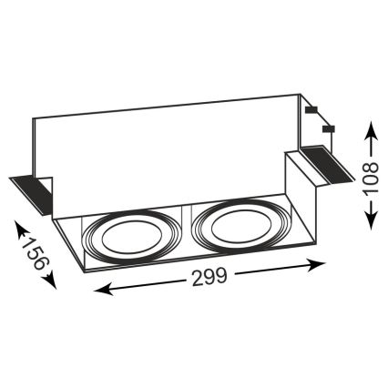 Zuma Line - Įleidžiamas šviestuvas 2xGU10-AR111/15W/230V baltas