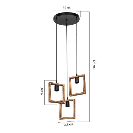 Zuma Line - Pakabinamas sietynas 3xE27/20W/230V pušis/juoda