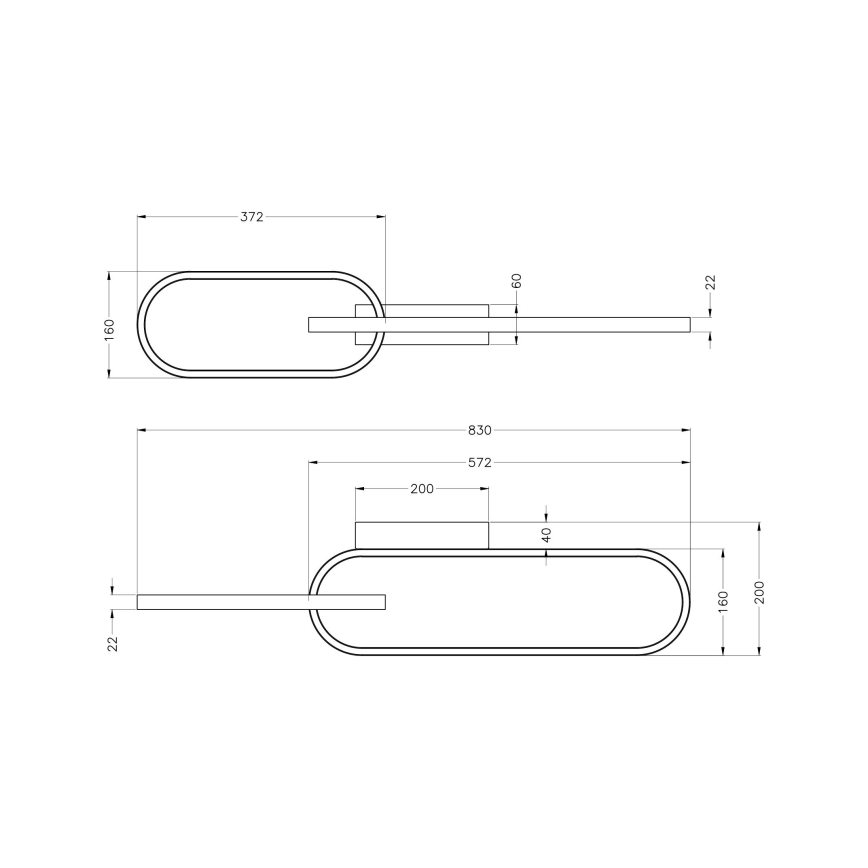 Zuma Line - LED lubų šviestuvas 2xLED/24W/230V juodas/auksinis