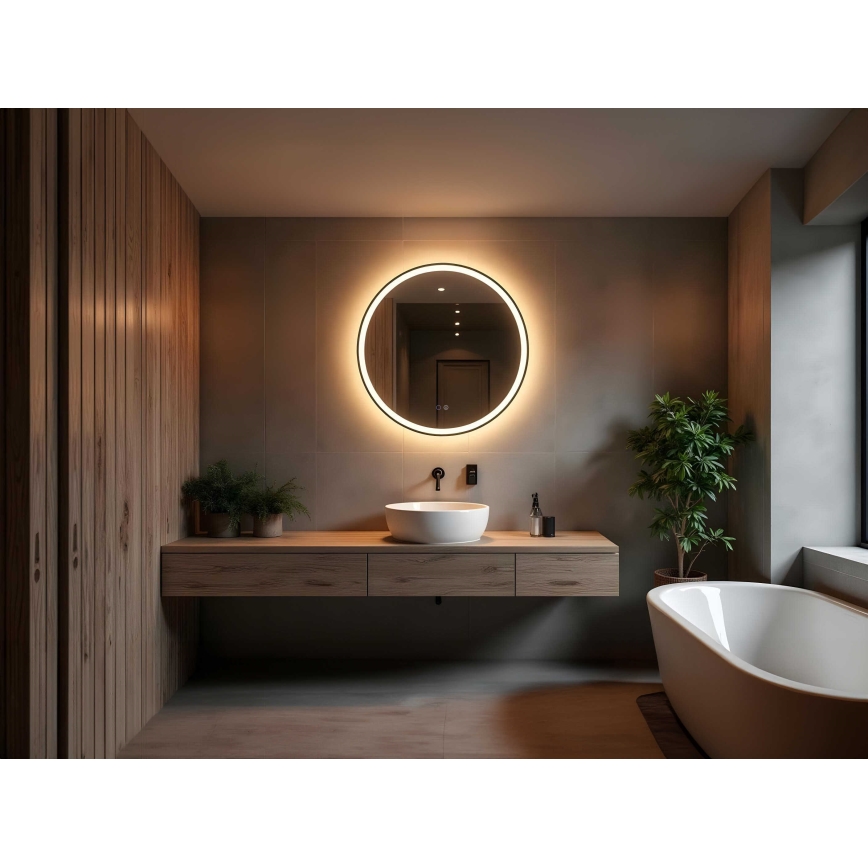Zuma Line - LED Vonios šildomas sieninis veidrodis su foniniu apšvietimu LED/24W/230V 3000/4000/6000K diametras 80 cm IP44