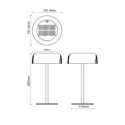 Zuma Line DT33111-LED Pritemdoma saulės įkraunama lempa BLUET LED/2,5W/2000 mAh IP44 juoda