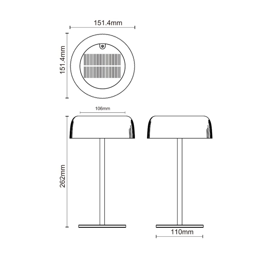 Zuma Line DT33111-LED Pritemdoma saulės įkraunama lempa BLUET LED/2,5W/2000 mAh IP44 juoda