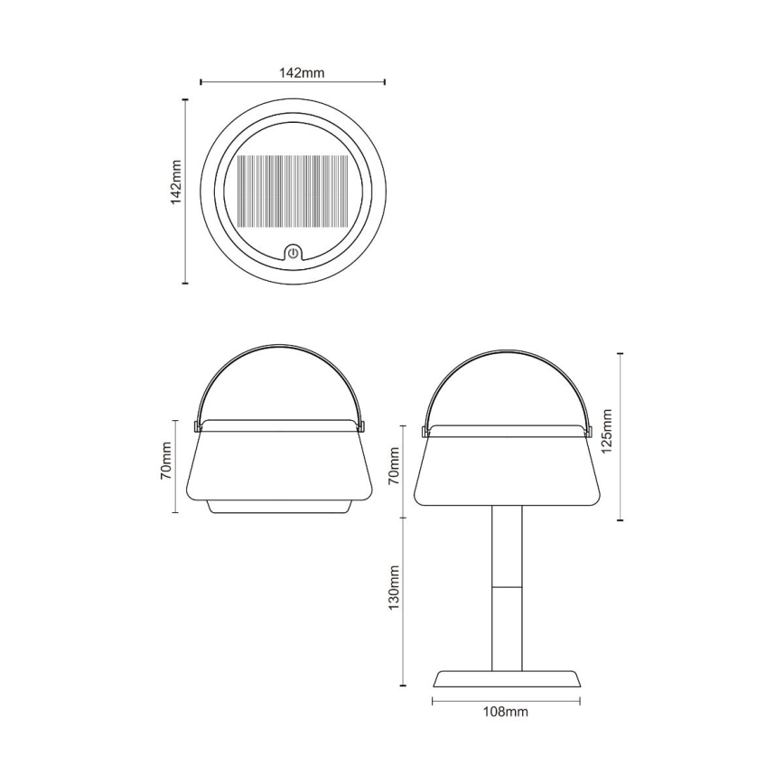 Zuma Line DT36111 - LED Pritemdoma saulės įkraunamas lempa AURE LED/2,2W/2000mAh IP44 juoda