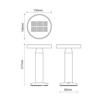 Zuma Line - LED Pritemdomas saulės įkraunamas stalinis šviestuvas LED/2W/2000 mAh IP44 juoda
