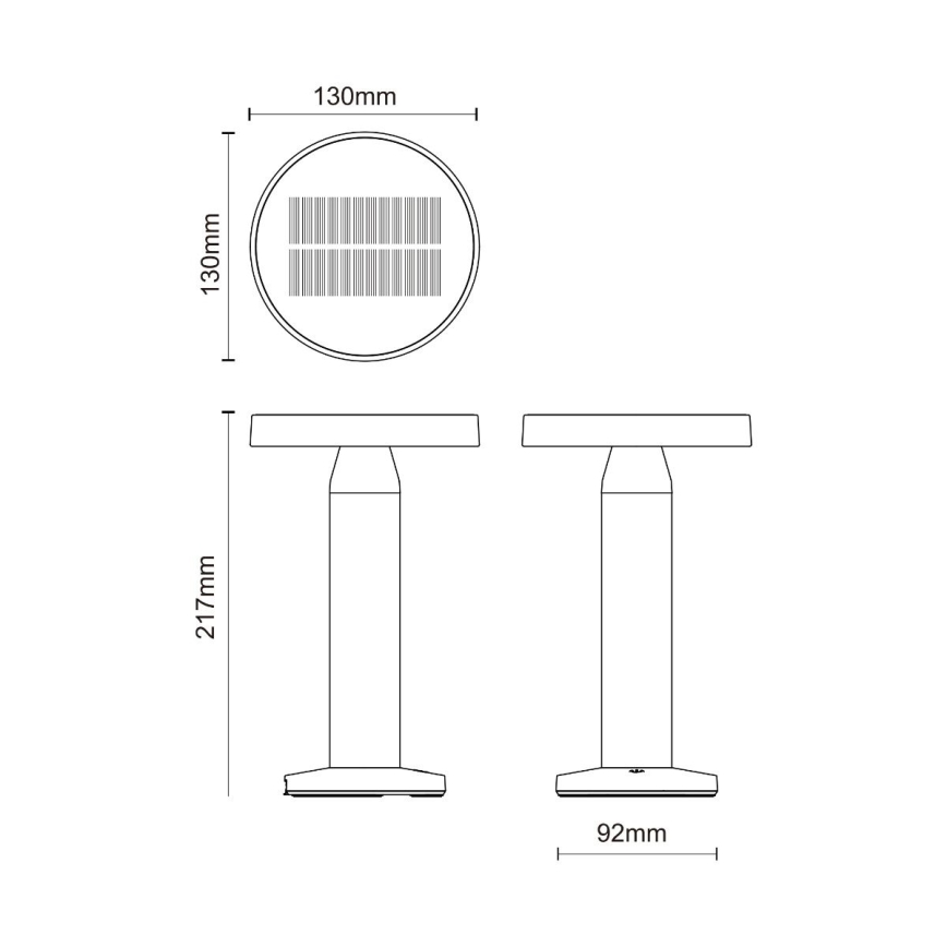 Zuma Line - LED Pritemdomas saulės įkraunamas stalinis šviestuvas LED/2W/2000 mAh IP44 juoda