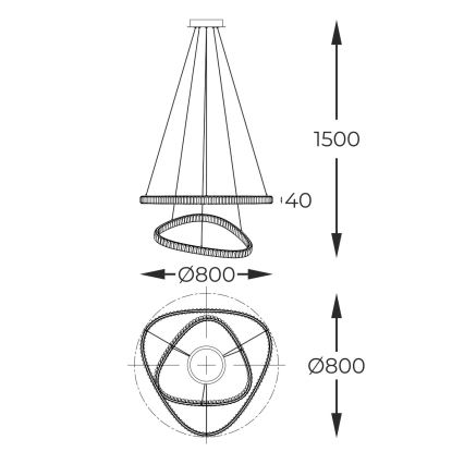 Zuma Line - LED reguliuojamas kristalinis šviestuvas ant laido LED/36W/230V 2700-6000K + nuotolinis valdymas