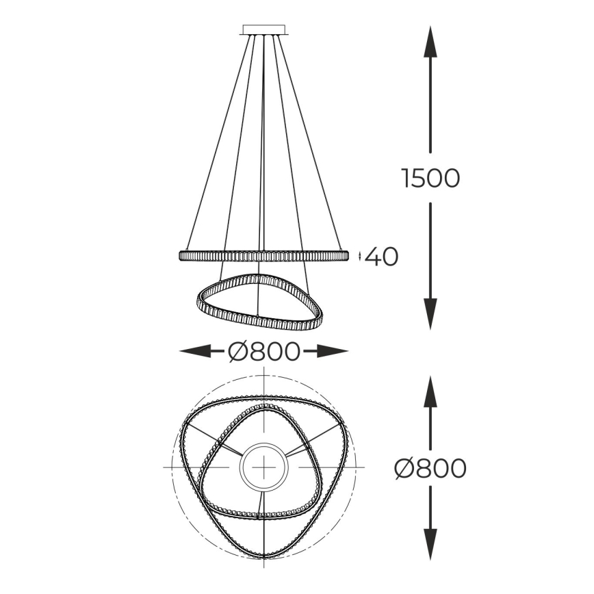 Zuma Line - LED reguliuojamas kristalinis šviestuvas ant laido LED/36W/230V 2700-6000K + nuotolinis valdymas