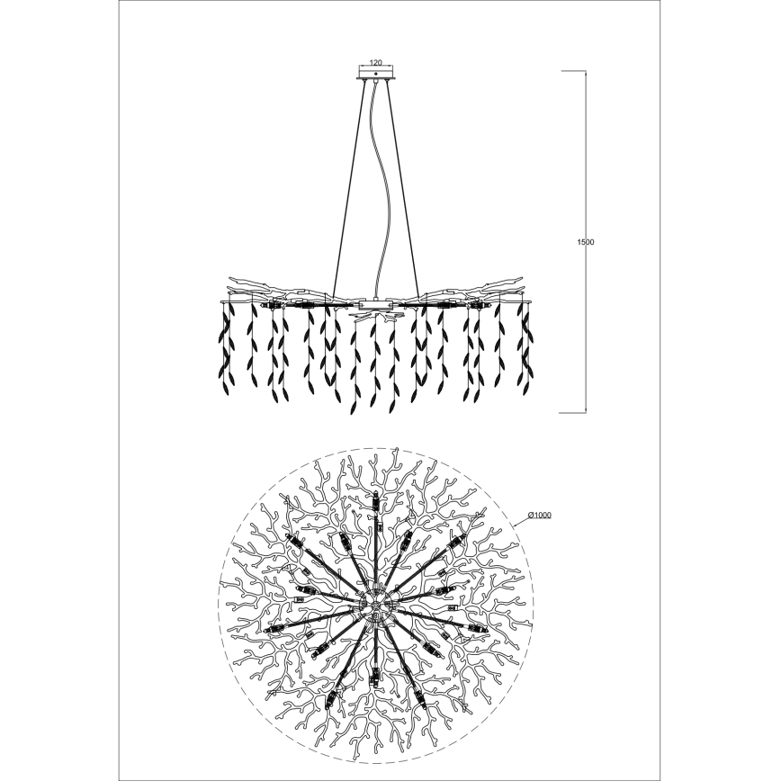 Zuma Line - Pakabinamas šviestuvas ant laido 14xG9/3,5W/230V skersm. 100 cm auksinis