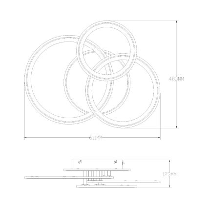 Zuma Line - LED Pritemdomas lubinis šviestuvas LED/55W/230V 3000-6000K juoda + nuotolinio valdymo pultas