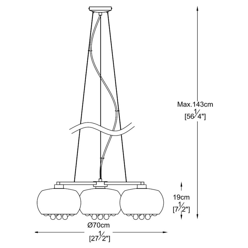 Zuma Line - Krištolinis pakabinamas sietynas  3xG9/42W/230V