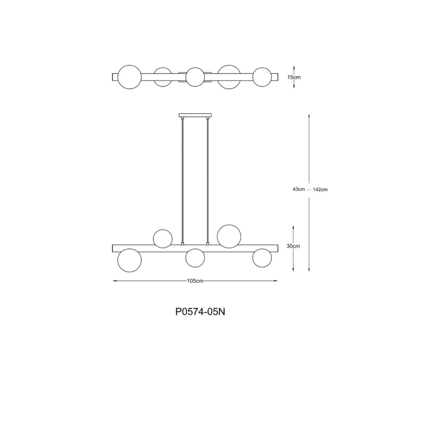 Zuma Line - Pakabinama liustra su kabeliu 5xG9/33W/230V auksinė