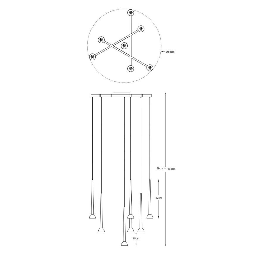 Zuma Line - LED pakabinama liustra ant laido 7xLED/6W/230V juoda/auksinė