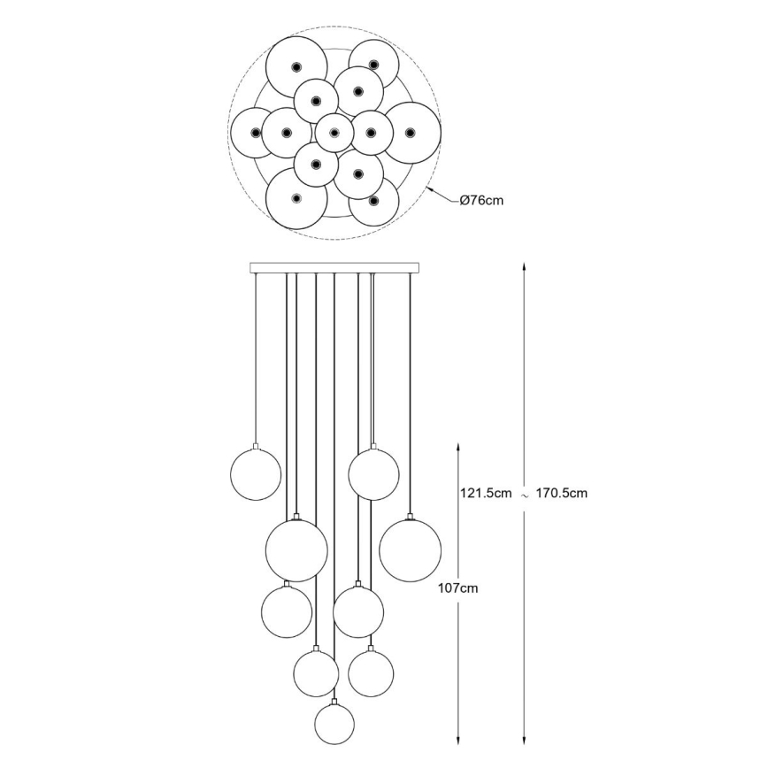 Zuma Line - Pakabinama liustra ant troselio 13xG9/2W/230V auksinė
