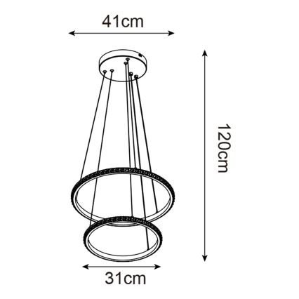 Zuma Line - LED Pakabinamas sietynas RIDE LED/22W/230V + LED/14W diametras 41 cm juoda