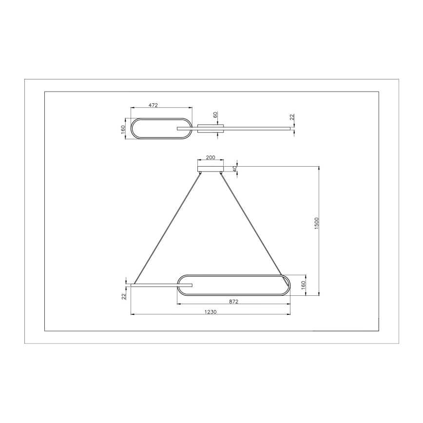 Zuma Line - LED liustra ant laido 2xLED/40W/230V juoda/auksinė
