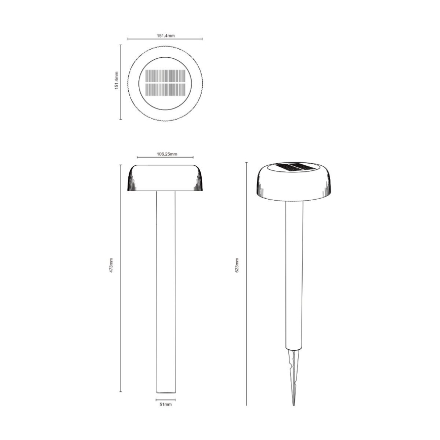 Zuma Line - LED šviestuvas, įkraunamas saulės energija LED/2,5W/2000 mAh IP44 juoda