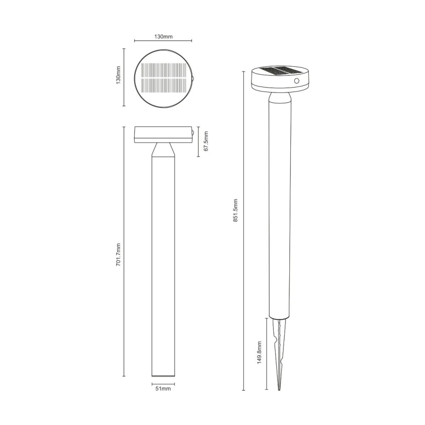 Zuma Line - LED šviestuvas, įkraunamas saulės energija su judesio ir prieblandos jutikliu LED/4,5W/2000 mAh IP44 juoda