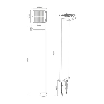 Zuma Line - LED šviestuvas, įkraunamas saulės energija su judesio ir prieblandos jutikliu LED/4,5W/2000 mAh IP44 juoda