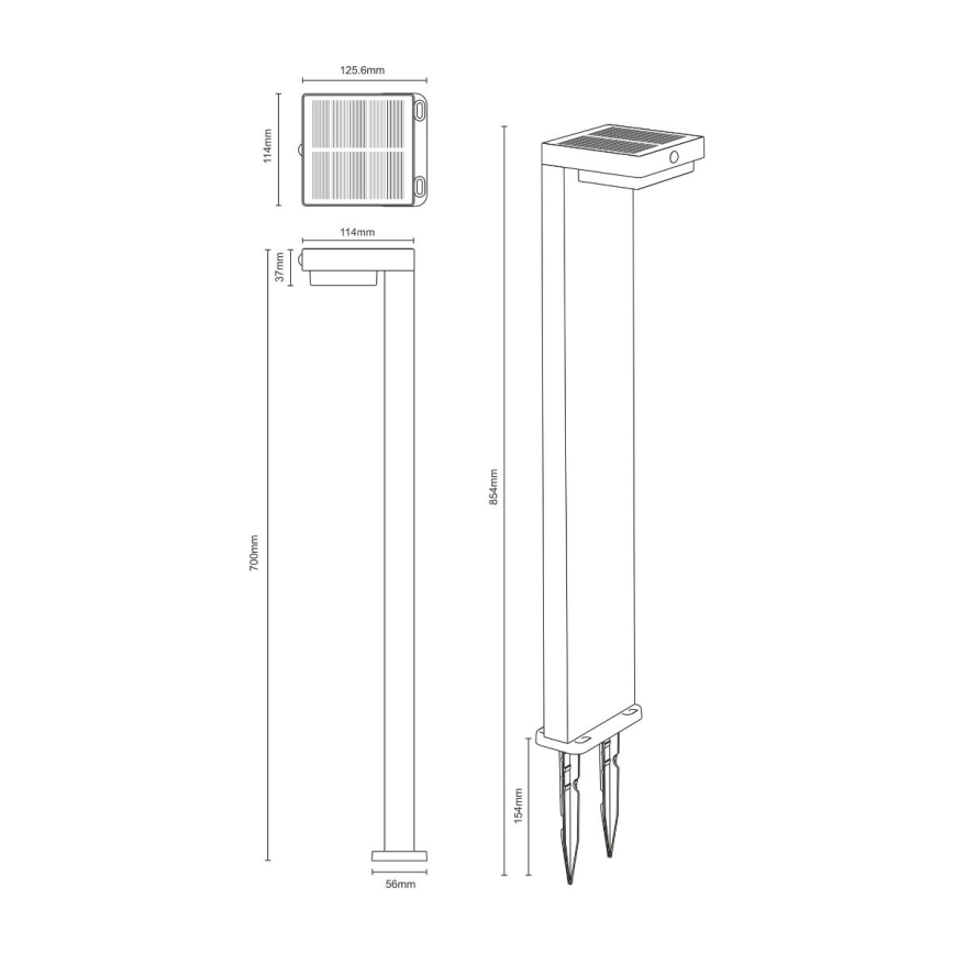 Zuma Line - LED šviestuvas, įkraunamas saulės energija su judesio ir prieblandos jutikliu LED/4,5W/2000 mAh IP44 juoda
