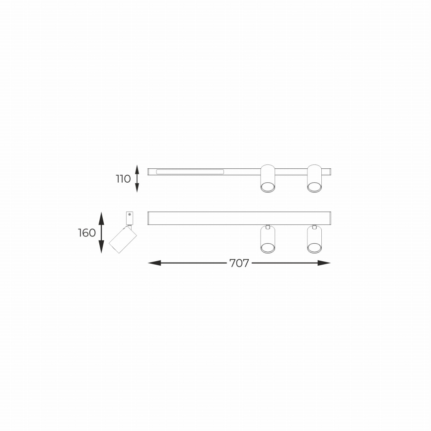 Zuma Line - LED sieninis akcentinis šviestuvas 2xGU10/5W/230V + LED/8W juoda