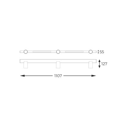 Zuma Line - LED Sieninis taškinis šviestuvas 3xGU10/5W/230V + 2xLED/8W juodas