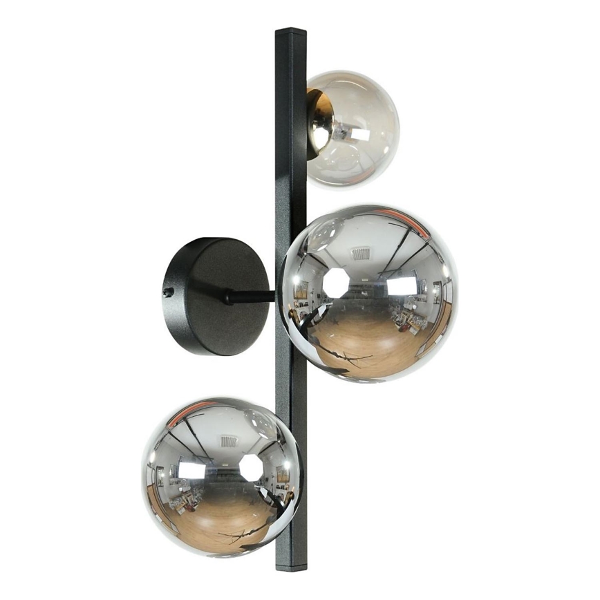 Zuma Line - Sieninis šviestuvas 3xG9/8W/230V juoda/dūminė juoda