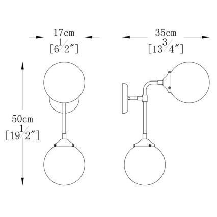 Zuma Line - Sieninis šviestuvas 2xE27/40W/230V