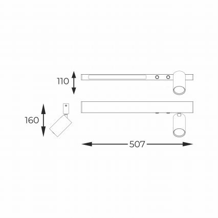 Zuma Line - LED sieninis akcentinis šviestuvas 1xGU10/5W/230V + LED/8W juoda
