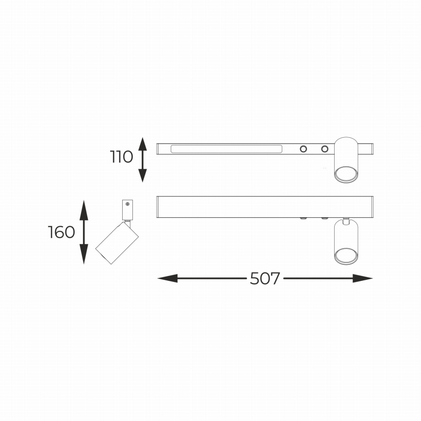 Zuma Line - LED sieninis akcentinis šviestuvas 1xGU10/5W/230V + LED/8W juoda