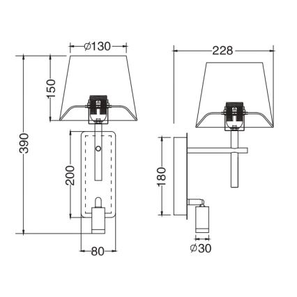 Zuma Line - LED sieninis šviestuvas 1xE27/40W/230V + LED/2,5W žalvaris/balta
