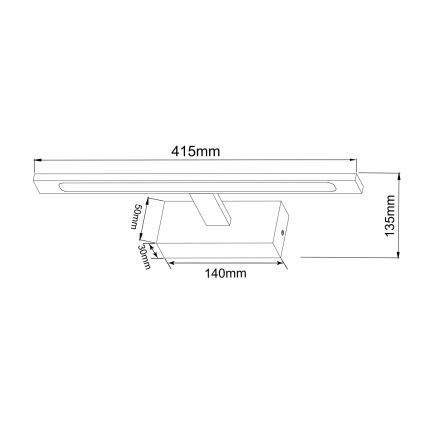 Zuma Line - LED vonios veidrodžio apšvietimas LED/12W/230V 41 cm IP44 juoda