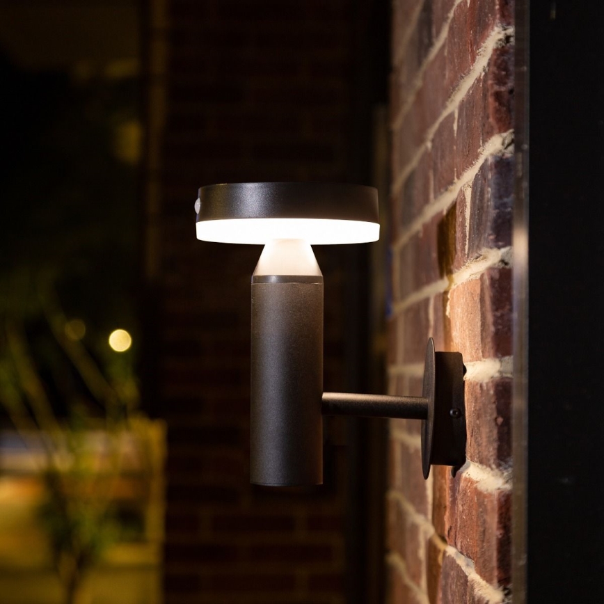 Zuma Line - LED Saulės sieninė lempa su judesio ir prieblandos jutikliu LED/4,5W/2000 mAh IP44 juoda