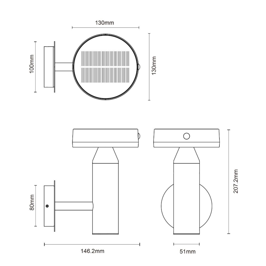 Zuma Line - LED Saulės sieninė lempa su judesio ir prieblandos jutikliu LED/4,5W/2000 mAh IP44 juoda