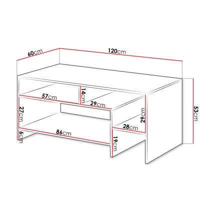 Žurnalinis staliukas ALVA 53x120 cm baltas/ąžuolas grande