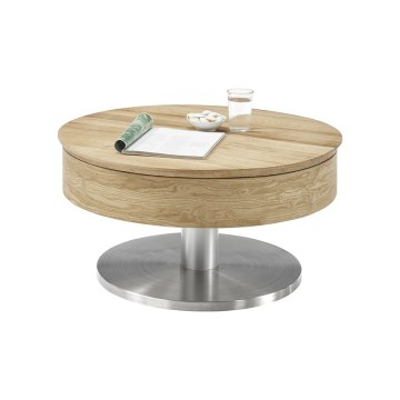 Žurnalinis staliukas BLOCK, Ø 79 cm, ąžuolas/sidabrinis